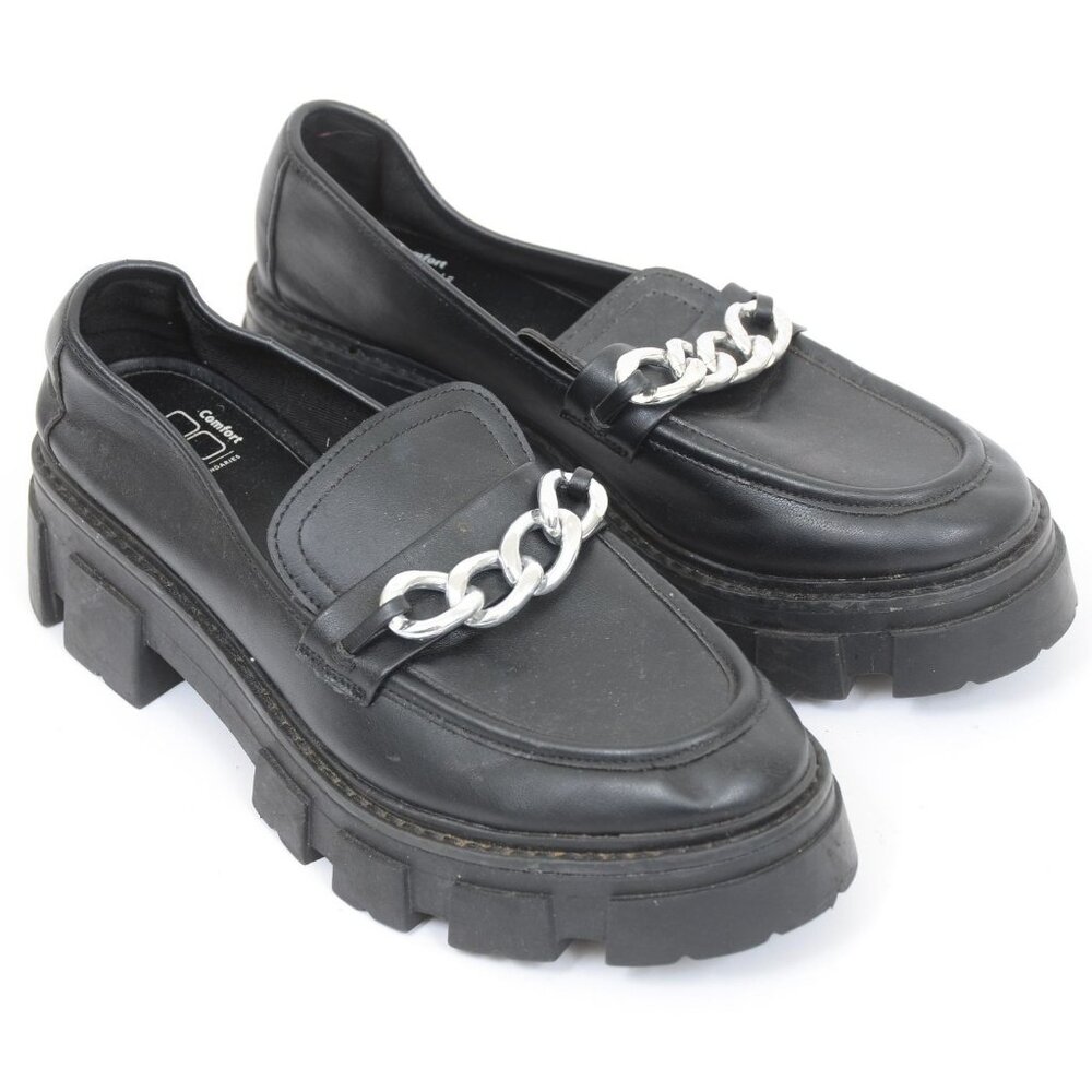 No Boundaries Women's 9M Slip-On Loafers Black Lug Sole Chunky Platforms Gothic